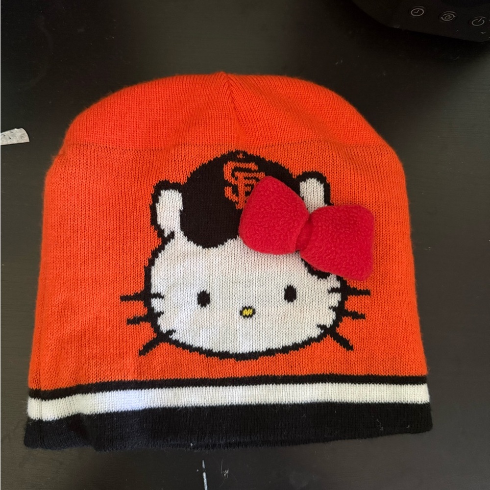 Hello Kitty Orange Beanie with Red Bow